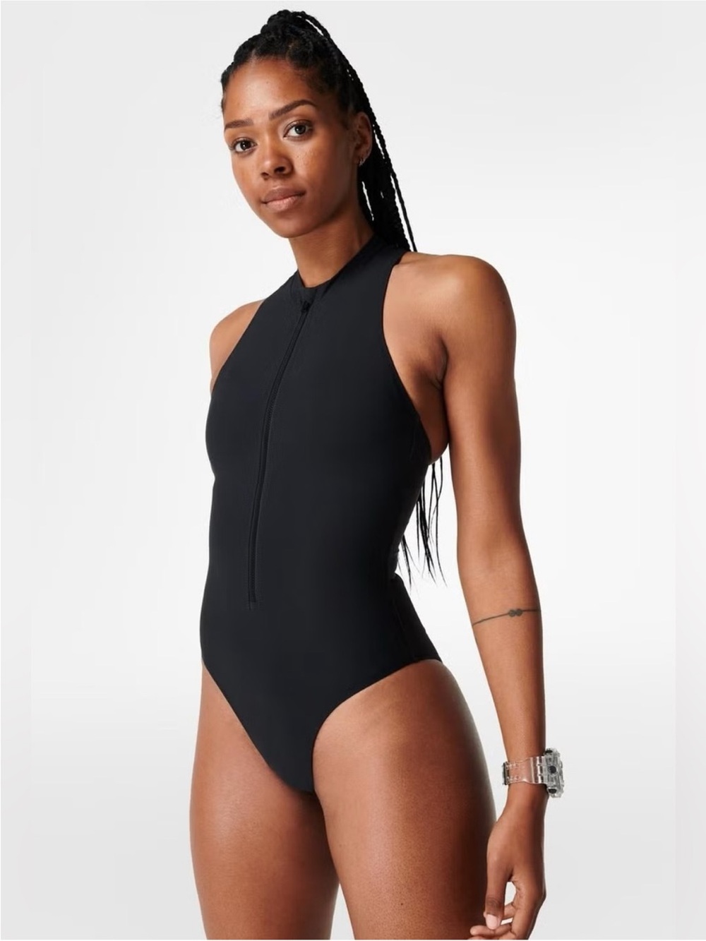 Sweaty Betty Vista High Neck Zip-Up One-Piece Fully Lined Bathing Suit Size XS